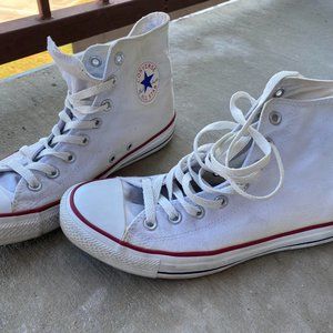 White Hightop Converse size 8.5 Men's
